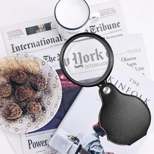 2PCS 15X Pocket Magnifying Glass Loupe with Leather Holster - color: Black