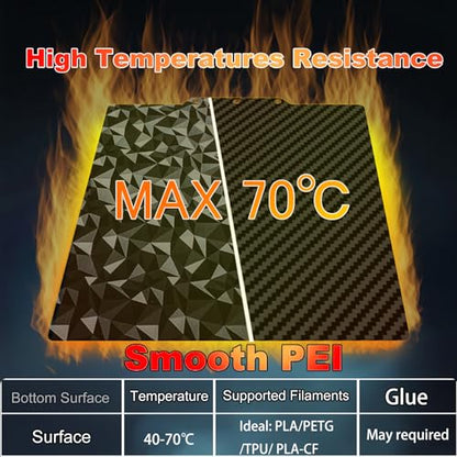 235x235mm 3D Printer Build Plate Smooth PEO+Smooth PET Spring Steel Sheet for Adventurer AD5X/5M/5M Pro Heated Bed (Carbon Fiber + Diamond Pattern) - size: 235x235(5M)