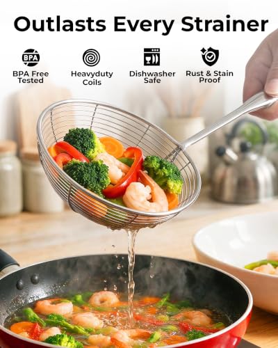 Zulay Kitchen Stainless Steel Skimmer Strainer Ladle - size: Skimmer Strainer