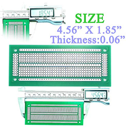 YUNGUI Printed Circuit Board,47X116MM PCB Strip Breadboard for Electronic Project and DIY Soldering(Pack of 8),Green