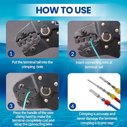 356Pcs 1/2/3/4 Pin Waterproof Electrical Connectors with Crimping Tool - size: 356PCS