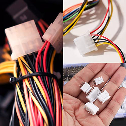 460 Pcs JST-XH 2.54mm Connector Kit, 2.54mm Male and Female 2/3/4/5/6 Pin Header Housing Connector Adapter Plug, JST-XH Terminal Wires Cables Socket Connectors Kit