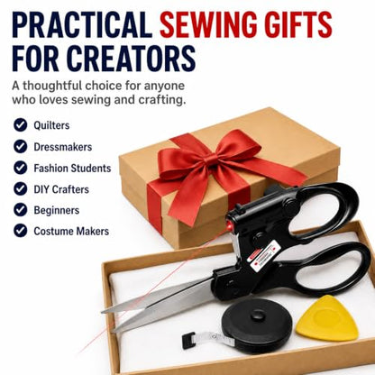 Laser Scissors Kit with Soft Tape Measure & Tailor Chalk Set, Laser Guided Scissors Sewing Guide for Fabric Cutting, Quilting, Dressmaking, Paper, Patterns & DIY Crafts