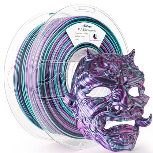 AMOLEN Silk PLA 3D Printer Filament, Shiny Multicolor Rainbow PLA Filament 1.75mm, Fast Color Change PLA 3D Printing Filament for Most FDM 3D Printer, Black Turquoise Magenta, 1kg (2.2lbs) - color: Black/Turquoise/Fuchsia