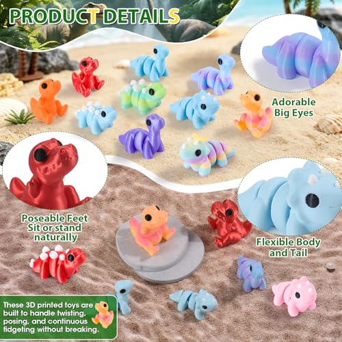 3D Printed Dinosaur Toys 12 Pack Articulated Flexible Desk Decor Set - size: Dinosaurs, style: 12 PCS