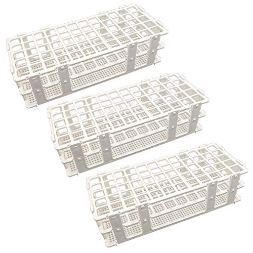 3 Pack Plastic Test Tube Rack, 60 Holes Lab Rack Holder for 16mm Tubes, White, Detachable - color: 60 Holes