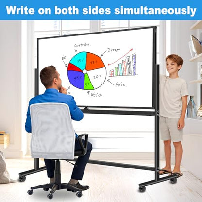 BSTPCOO Double-Sided 40"x28" Magnetic Dry Erase Board Mobile Whiteboard - color: Black, size: 40"W x 28"H