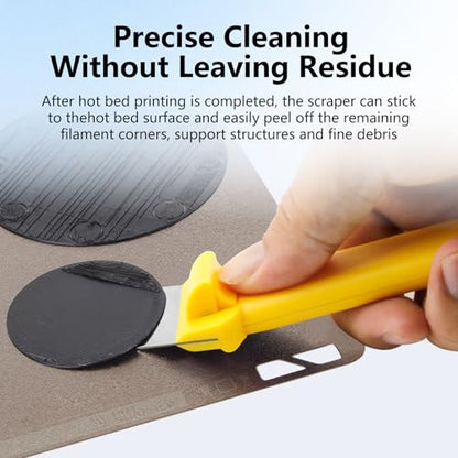 3D Printer Scraper, Universal SK5 Carbon Steel 3D Printing Scraper Tool with Magnetic Design, Compatible with Bambu Lab A1 Mini P1 X1 Series Creality Ender 3 Anycubic 3D Printer Hot Bed (Yollow) - color: Yollow