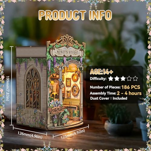 Monet's Studio Book Nook Kit, DIY Miniature House Kit with LED Light - color: Monet's Studio