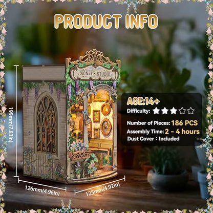 Monet's Studio Book Nook Kit, DIY Miniature House Kit with LED Light - color: Monet's Studio
