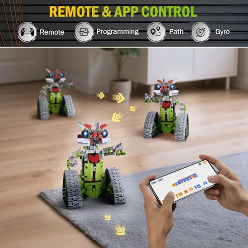 5 in 1 STEM Robot Building Kit with APP Remote Control, 705 PCS Engineering Robot Toys for Kids Age 8-16, Science Coding RC Robotics Kit Birthday Gifts for Boys Girls 6 7 8 9 10 11 12 - color: Green