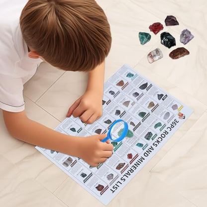 36pc Rock & Mineral Collection Kit for Kids, STEM Earth Science Set