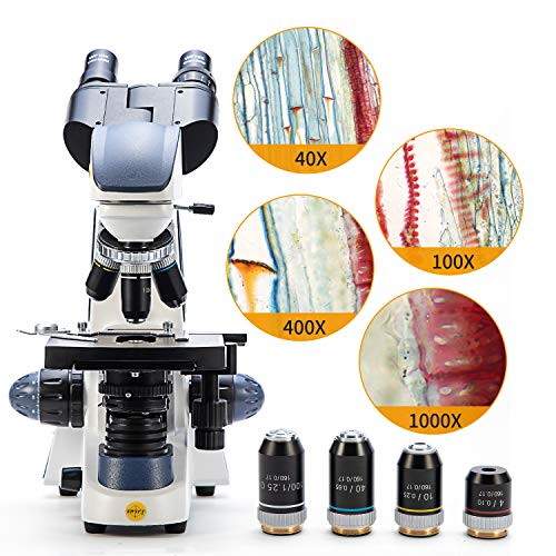 SWIFT SW380B 40X-2500X Magnification, Research-Grade Binocular Compound Lab Microscope, Mechanical Stage, with 5.0 mp Camera and Software Windows/Mac Compatible and 100pcs Blank Slides - style: SW380B+5.0 camera+sildes