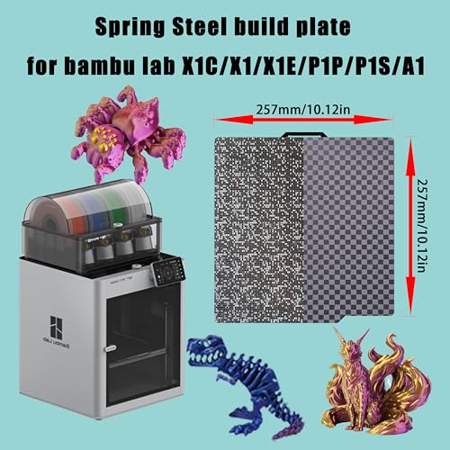 Tinytrees Build Plate for Bambu Lab P1S P2S A1 X1C X1 X1E P1P: Smooth PEI H1H Carbon PET PEO PEY Sheet Bed Plate P1S Build Plate for 3D Printing Hobbyist, 257 X 257mm - style: Dot + Square Grid