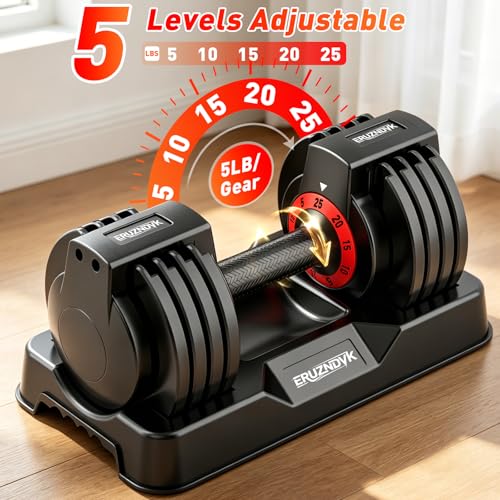 25/50lbs Adjustable Dumbbell Set of 2, 5-in-1 Free Weights Set - size: 25LBS Pair - B