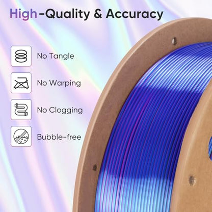 ERYONE Silk Filament PLA+ 1.75mm Shiny 3D Printer Filament, Multicolor PLA 4 in 1, 1kg (2.2LBS)/Spool, HS Silk Quadruple Color Evil Pool(Purple & Red & Green & Blue) - color: Silk Pla+ 4 in 1 Evil Pool