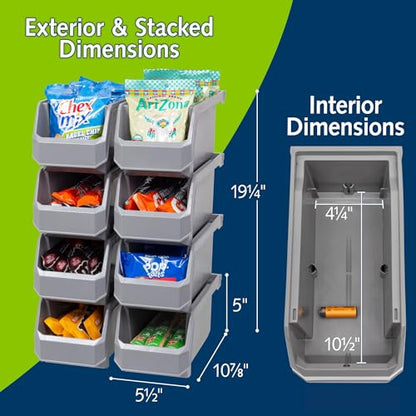 ReadySpace Medium Stackable Plastic Storage Bins, 8-Pack, Gray - color: Grey, size: Medium, 8-Pack