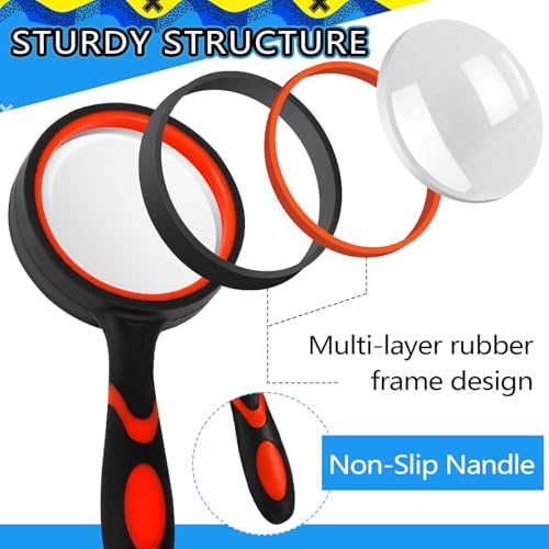 16 Pack Magnifying Glass Bulk, Handheld Magnifying Glass with Bible Cards Organza Bags for Christian Baptism Confirmation First Communion Party Favors Church Choir Members Gifts