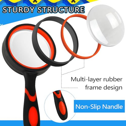 16 Pack Magnifying Glass Bulk, Handheld Magnifying Glass with Bible Cards Organza Bags for Christian Baptism Confirmation First Communion Party Favors Church Choir Members Gifts