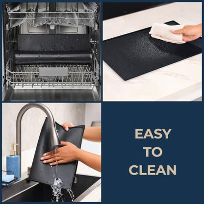GASARÉ, Non Slip Cutting Board Mat, Grip Mat Pad, Under Kitchen Cutting Board, Raised Edges, Extra Large, Easy to Clean, 19 x 13 Inches, Black - color: Black