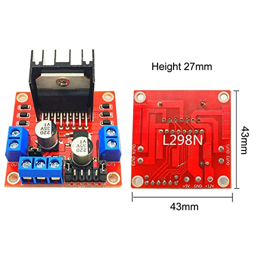 ShangHJ 4 Sets DC Gearbox Motor TT Motor 200RPM Tire Wheel DC 3-6V 1:48 Male Connector with 1Pc L298N Motor Drive Controller Board for Arduino Micro:bit Smart Car