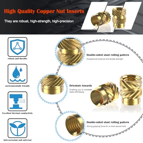150Pcs M2.5 Heat Set Inserts, Metric knurled Nuts Brass Heat Set Insert for Plastic Parts,Insert by Heat into 3D Printing Components (M2.5xL4xD3.5mm)
