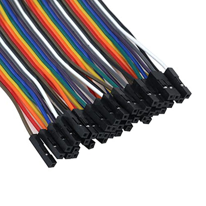 Antrader Breadboard Jumper Wires 40 Pin 10CM Female to Female for Raspberry Pi (Pack of 2) - size: 10cm (F/F) (Pack of 2), style: 40 Pin (F/F)