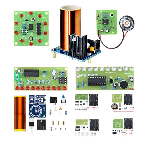 Soldering Practice Kit 5 DIY Electronics Projects Soldering Kit DIY Tesla Coil Simple Welding Skills Plug-in Circuit Kit Learn Soldering Kit for Beginners (5-Kits-TSL) - style: Soldering-All