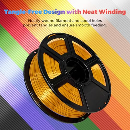 Flashforge 3D Printer Filament Silk PLA 1.75mm 1kg Spool-Dimensional Accuracy +/- 0.02mm (Gold) - color: Gold