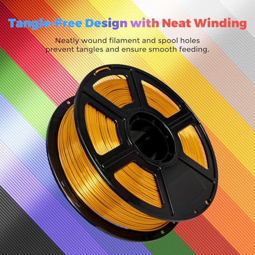 Flashforge 3D Printer Filament Silk PLA 1.75mm 1kg Spool-Dimensional Accuracy +/- 0.02mm (Gold) - color: Gold