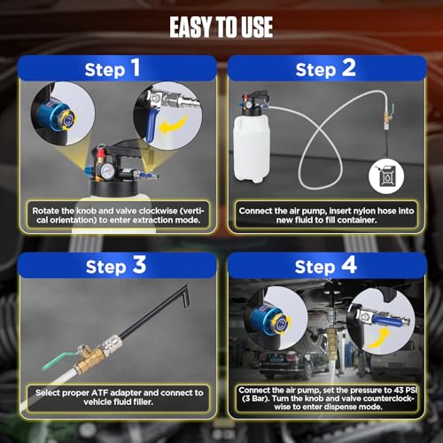 10L Pneumatic Transmission Fluid Pump Kit with 26PCS ATF Adapters, Automatic Oil Extractor & Dispenser Transmission Fluid Transfer Pump Set, Transmission Fill Adapters for ATF Filling System - size: 10L(2.64 Gallons)+26PCS