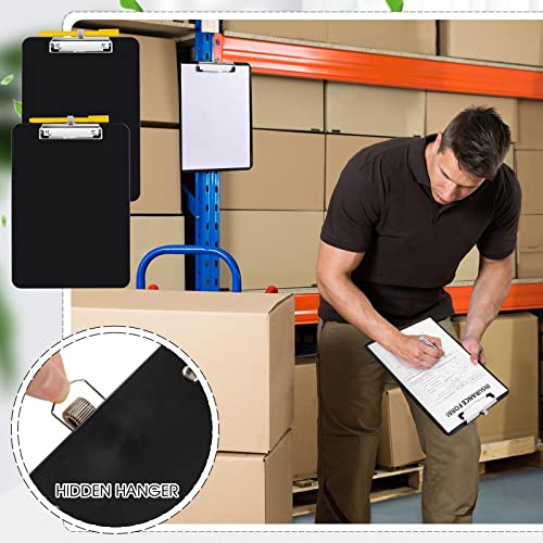 Jetec 4 Pcs Black Clipboards with Pen Holder, 8.5 x 11 Inch Hanging Plastic Board with Metal Clip, Holds 100 Sheets for Letter A4 Size Paper, Teachers Students Nurses Must Haves School Office Supplies