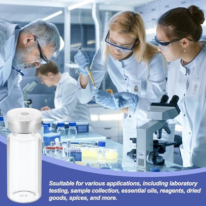 PATIKIL 10ml Sample Vials 20Pcs Lab Empty Vials with Butyl Rubber Stopper