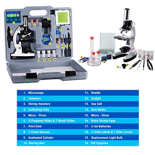 AmScope M30-ABS-KT2-W-WM Kids Microscope Kit, 1200X, 52-pc - style: E) Kit + Book