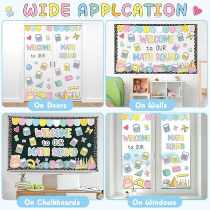 Math Bulletin Board Set Composition Notebook Classroom Decorations Welcome to Our Math Team Paper Cutouts Shamrock Bulletin Board Borders for Back to School Chalkboard Wall Door Decor - style: Math