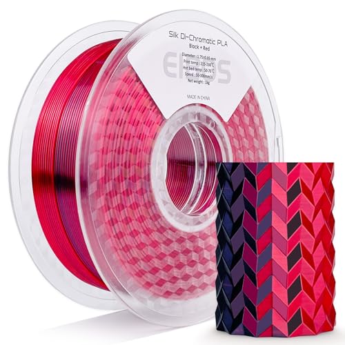 Silk Ribbon PLA 3D Printer Filament, Tri-Color Fast Color Changing PLA 1.75mm, Shiny Multicolor 3D Printing Filament 1kg / 2.2lbs, Black Red - color: Black Red