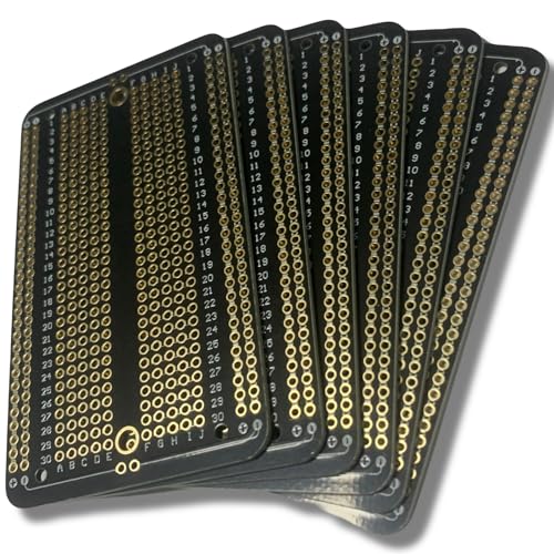 6 Pcs Gold Plated Prototype PCB Boards for DIY Electronic Projects Compatible for Arduino Soldering Quality Universal Circuit Boards for Point-to-Point Soldering 3.5"x2.05"（Black）
