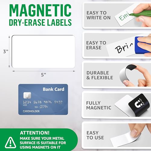 32 Pack Dry Erase Magnetic Labels 3x5 in - Magnetic Name Tags for Classroom Lockers School Bus - Classroom Magnets for Names - Magnet Labels for Whiteboard - Magnet Names Plates for Classrooms Blanked - color: 32 White, size: 3"x5"