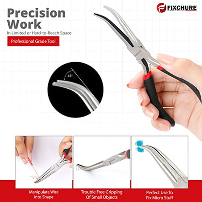 Needle Nose Pliers 2 PCs 6" - Heavy Duty Carbon Steel, Insulated, Non-Serrated, Long Nose Pliers with PVC Coating & Rust Proof Finish