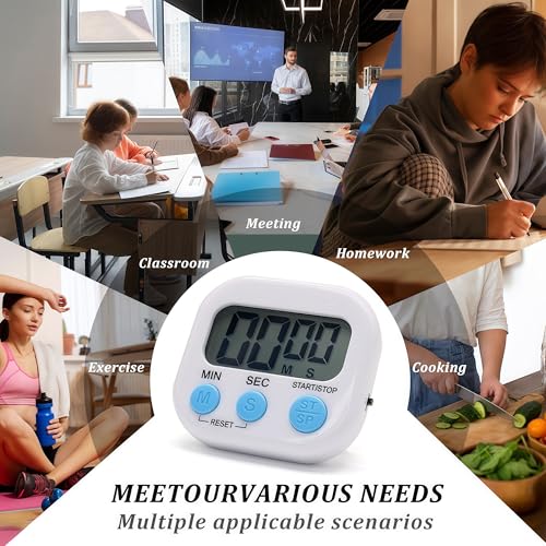 12 Pack Multi-Function Electronic Timer - Kitchen Timer,Magnetic Digital Timers,Big LCD Display, ON/Off Switch,Extensively Use in Cooking,Gym, Meeting, Classroom,Kitchen,Study,Work,Outdoor Activities - size: 12