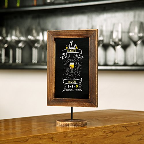 MyGift Set of 3 Tabletop Chalkboard Sign with Burnt Wood Frame and Round Base, Decorative Wedding Table Place Card Signage, Rustic Small Kitchen Countertop Memo Board - color: Burnt Wood, Set of 3