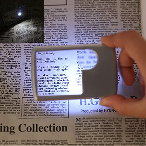 Pocket Magnifying Glass with Light 3X 6X Lighted Magnifier Card Type Handheld Reading Magnifying Glass High Definition Magnifier Portable Square Loupe for Jewelry Stamps Watches Crafts