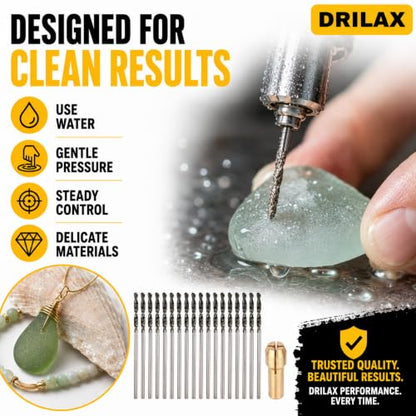 Drilax Diamond Drill Bits 20-Pc 1.5mm Compatible with Dremel Bits - size: 1.5mm