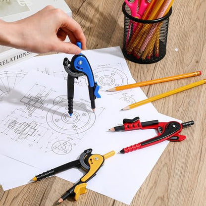 Chengu 48 Pcs Math Geometry Compass Bulk with Pencils 6 Inch, Dark Color - color: Dark Color