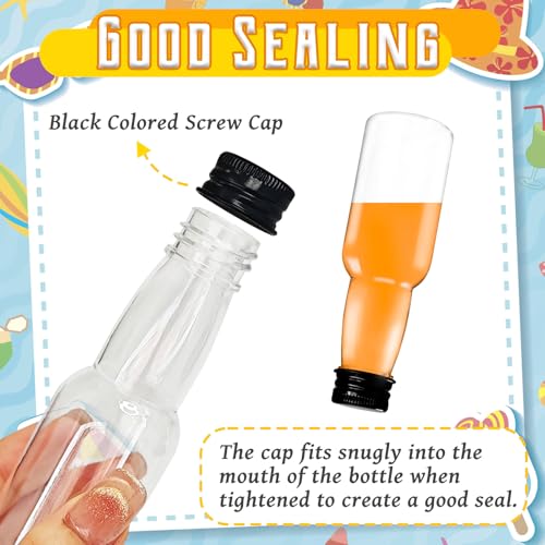 50 Pack 1.7oz Mini Liquor Bottles,Plastic Shot Bottles with Cap Small Water Bottle Empty Alcohol Shot With 10 Funnels for Party Favor,Weddings - size: 50 Pack
