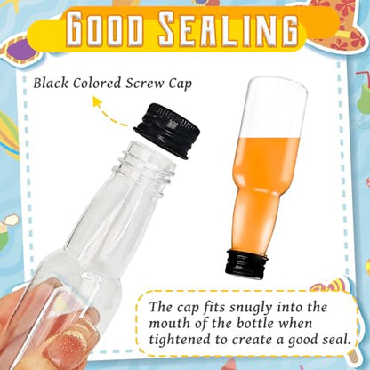 50 Pack 1.7oz Mini Liquor Bottles,Plastic Shot Bottles with Cap Small Water Bottle Empty Alcohol Shot With 10 Funnels for Party Favor,Weddings - size: 50 Pack