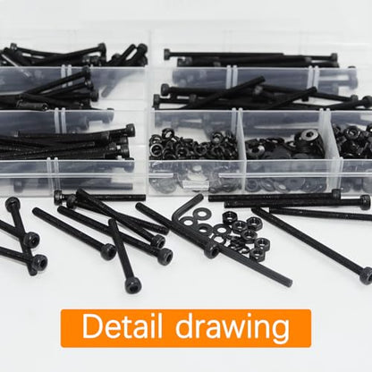 461Pcs M3 Socket Head Screws Metric Screws Bolts Washers Nuts Kit - size: M3 x 30mm, 35mm, 40mm, 45mm, 50mm