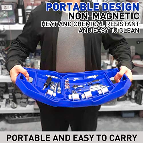 3pcs Large Non-Slip Flexible Silicone Tool Tray, Mechanic Tool Mat, Tool Organizer, Tool Storage, Tool Holder, Grip Mats, No Magnets, Christmas Day Gift for Men, Father’s Day Gift - color: Blue