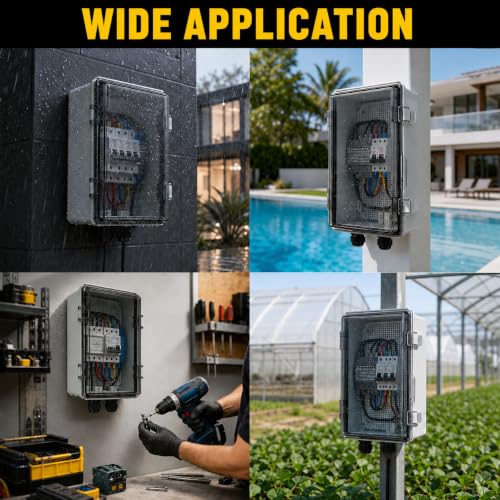 IP67 ABS Outdoor Electrical Junction Box Waterproof with Aluminum DIN Rail - color: Clear, size: 5.9''×5.9''×3.5''