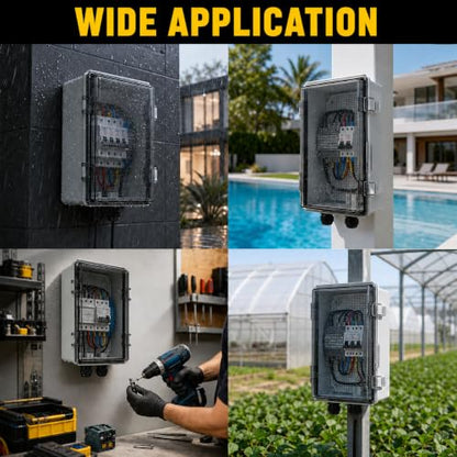 IP67 ABS Outdoor Electrical Junction Box Waterproof with Aluminum DIN Rail - color: Clear, size: 5.9''×5.9''×3.5''